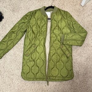 Avec Les Filles Quilted Olive Green Puffer Jacket XS